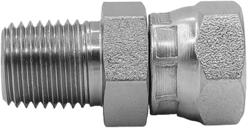 (2-PACK) 1404-04-04 Hydraulic Hose Adapter Fitting 1/4" Male × 1/4" Female Swivel SAE Straight Connector
