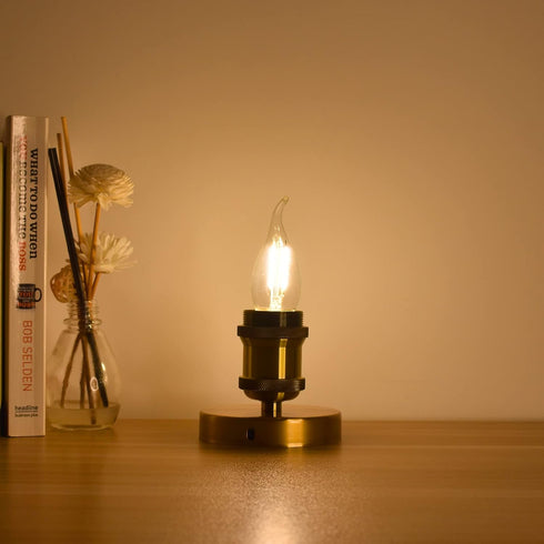E26 Dimmable Candelabra Light Bulbs, 25W Equivalent, 2W Energy Efficient, Warm White 2700K, 200lm Flame Tip CA10, 8 Pack