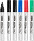 ZEYAR Permanent Markers, Bullet Tip, Aluminum Barrel, Waterproof, Quick Dry, 3 Black, 1 Blue, 1 Green, 1 Red