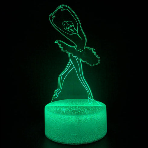 JOCHUI 3D 16 Ballerina Night Light, Ballet Girl Illusion Table Lamp with Colors Remote Control Touch Lamp LED USB Night