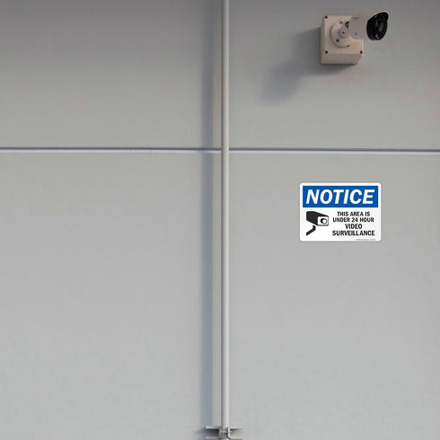 SmartSign (Pack of 4) 5 x 7 inch “Notice - This Area Is Under 24 Hour Video Surveillance” Sticker Labels, USA-Made