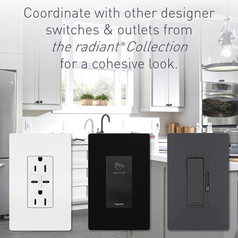 Legrand radiant NTL885TRWCC6 15 Amp Adjustable LED Night Light Outlet, Tamper Resistant Decorator Receptacle