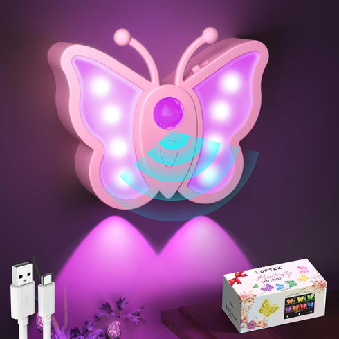 LOFTEK Butterfly Night Light, Rechargeable Motion Sensor Night Lights, 2 Color Modes