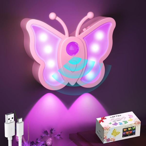 LOFTEK Butterfly Night Light, Rechargeable Motion Sensor Night Lights, 2 Color Modes