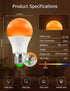 Bulbs 1600K E26 A19, 9W (6 Pack) Sleep Light Amber with Remote Control, Blue Light Blocking for Sleep Therapy, Baby