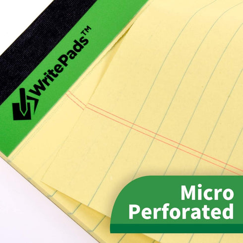KAISA Legal Pads, 8.5"x11.75" Wide Ruled Writing Pads, 50 Sheets, Recycled Paper, Canary (Pack of 12)