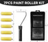 4 Inch 5 Packs Mini Paint Roller Kit - Small Paint Roller Frame, Microfiber Paint Roller Covers,Sturdy Tray, Perfect