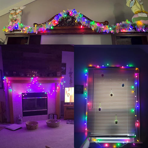 C3 50 Count 120V Easter String Lights LED Multi Color Glass Lights Easter Pastel Light ETL Certified Connectable