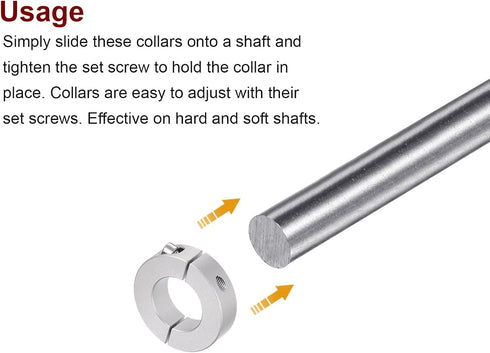 2pcs Double Split Shaft Collar for 25mm Shaft, Set Screw Clamp-On Collars for Machine Tools
