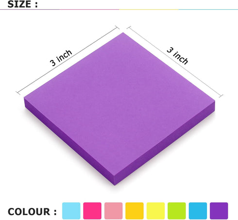 Pop Up Sticky Notes, 3x3 Self-Stick Notes, 8 Bright Multi Colors, 8 Pads, 80 Sheets/Pad