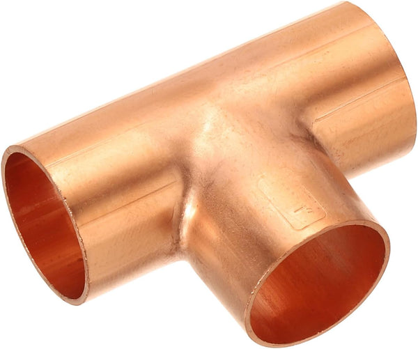 PATIKIL 1 Inch ID Tee Copper Fitting, 1 Pack 3 Way Welding Joint Pressure Pipe Fitting for HVAC