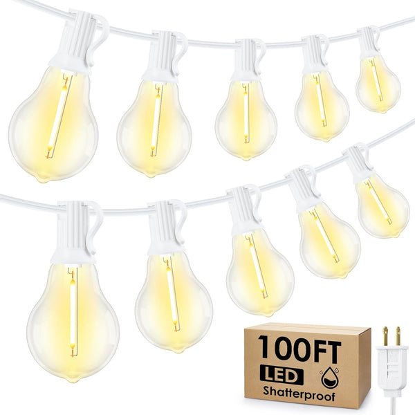 Larkvue 100FT Outdoor String Lights, LED Patio Lights with 32 Waterproof Shatterproof
