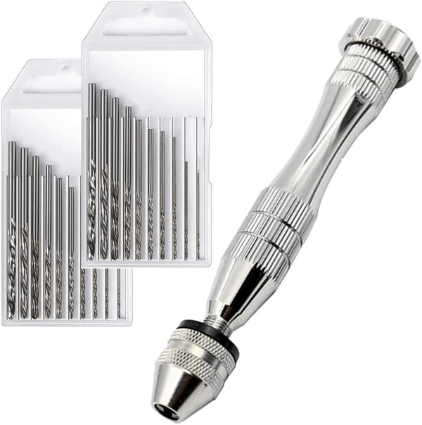 Pin Vise Hand Drill for Resin Casting Molds, Steel Hand Drill with 20 PCS Drill Bits (0.8-3 mm)