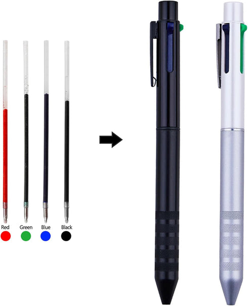 DunBong Ballpoint Pen Refills, 0.5 mm Ink Pen Replace Refills, 10-Pack in Black, Blue, Red, Green