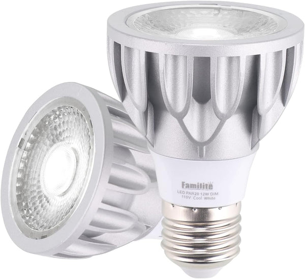 PAR20 2 Pack LED Bulbs, 12W Dimmable Spot Light, 100W Halogen Equivalent, 6000K Cool White E26 Medium Base
