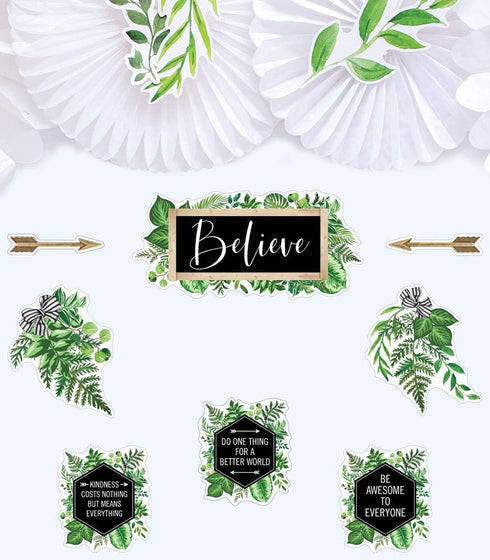 Schoolgirl Style Simply Boho Mini Bulletin Board Set, Inspirational Quotes and Signs, Greenery Accents for Classroom
