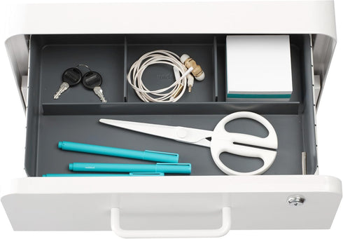 Poppin Drawer Organizer, Desk Drawer Organizer with 4 Compartments, Fits Standard File Drawers (Dark Gray)