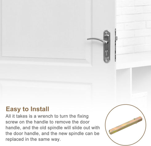 uxcell 2Pcs Door Knob Spindle, 80mm Long Replacement Parts for 14mm Thick Doors, Gold
