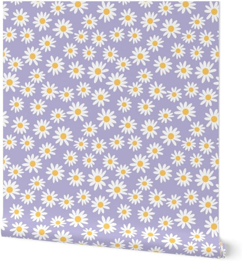 Spoonflower Peel & Stick Wallpaper 3ft x 2ft - Floral Daisies Mini