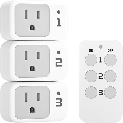 Remote Control Outlet, TESSAN Electrical Light Switch, Plug in Wall Plug with