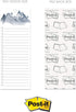 Watercolor Mountain Range Sticky Note Assortment/Set of 3 Blue Landscape Note Pads / 3" x 8" Daily Task Trackers / 50 Sheets Per Pad/Made in USA