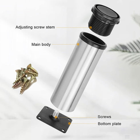 LBAawxe 4pcs Stainless Steel Cabinet Legs Adjustable Furniture Legs Round Support Feet for Bedside Table