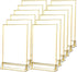 Yuanan 12 4x6 Inch PCS Acrylic Sign Holders, Wedding Table Number Holder Table Top Double Sided Gold Photo Frames Clear