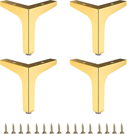 6 inch Gold Metal Furniture Legs Set of 4, Triangle Metal Furniture