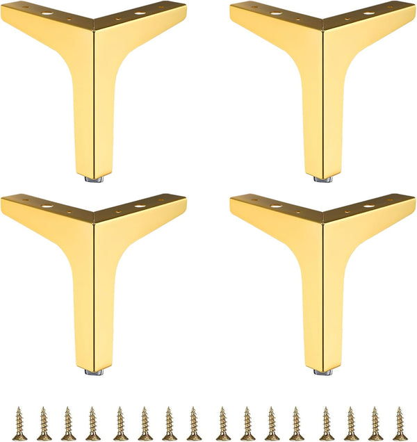 6 inch Gold Metal Furniture Legs Set of 4, Triangle Metal Furniture