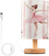 LFICRTAN Table LED Lamps Pink Ballerina Pattern Bedroom Night Light Bedside Lamps with