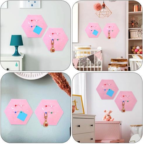 STOBOK Felt Board Home Decor Tile Stickers, Hexagon Memo Board DIY Decor for Home and Photo Wall