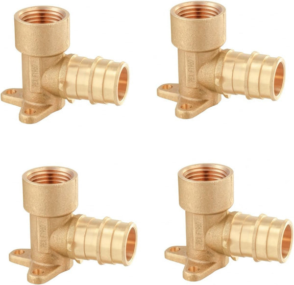 (Pack of 4) EFIELD Pex-A Expansion Brass Fittings, 3/4"x 3/4" Female NPT Drop-ear Elbow Adapters