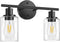 FOLKSMATE Bathroom Light Fixtures, 2 Light Matte Black Vanity Light, Vintage Wall