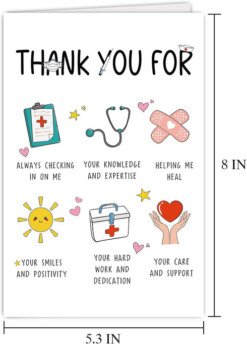 Supoeguk Cute Thank You Card for Doctor Nurse, Funny Healthcare Worker Appreciation Cards Gifts, Medical Staff