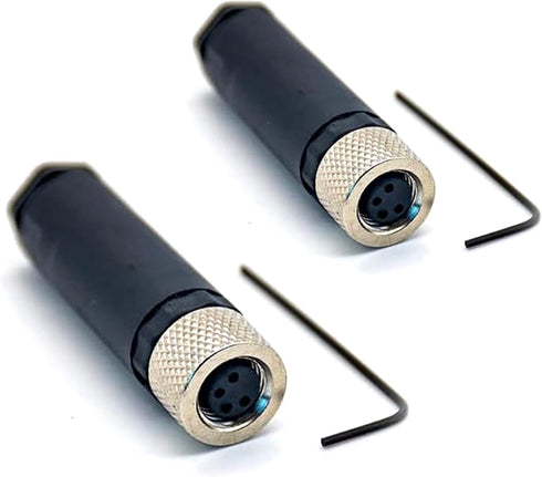 2 Pcs M8 Plug Waterproof 4 Pin Connector, Field Wireable Connector M8 Female Plug 4 Pin Shielded
