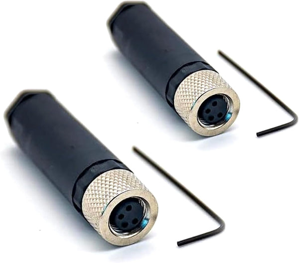 2 Pcs M8 Plug Waterproof 4 Pin Connector, Field Wireable Connector M8 Female Plug 4 Pin Shielded