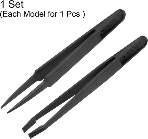 2Pcs Precision Plastic Tweezers Kit, 120mm Anti-static Flat Round Head Craft Tweezers Set for Laboratory Work