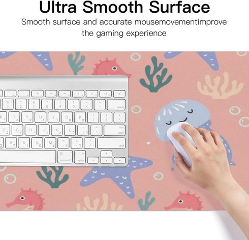 Generic 35. 4" 16. 5" Jellyfish Starfish Ocean Desk Mat Multifunctional Large Keyboard Mouse Pad, Waterproof Dual Sided