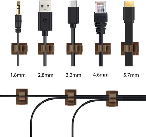 Viaky 30 Adjustable Cable Clips, Pcs Brown Adhesive Holder Ideal Cord Winder Management for Organizing Wires-Car Home