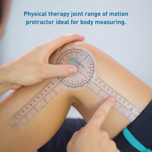 BodyMed 6 Inch Medical Spinal Goniometer Measurer 360 ISOM Calibrated Scales Physical Therapy Rehab & Recovery Essential Orthopedic Angle Protractor for Measuring Range of Motion