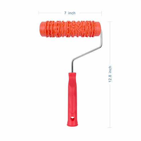 7'' Patterned Paint Roller for Wall Decoration, Classic Brick Embossing Texture Rubber Roller, DIY Paint Art Tool for