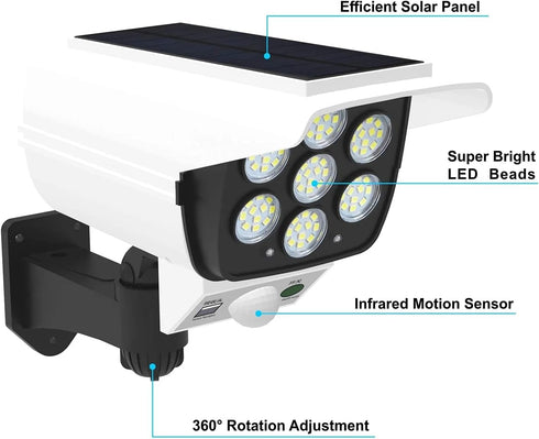 Outdoor Motion Sensor Solar Lights, 2000 Lumens 77 LEDs with Remote Controller, Waterproof Floodlights