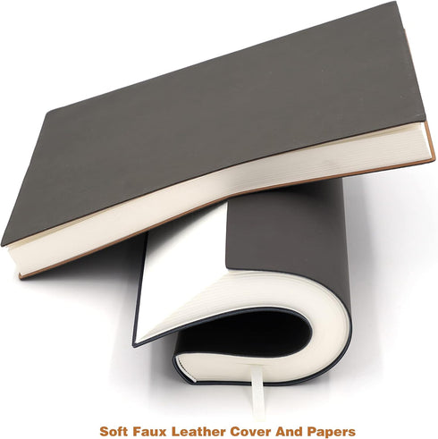 Large Thick Journal Notebook, A4 8.4x11.4 inches, 416 Pages, Soft Faux Leather Cover for Writing, Black