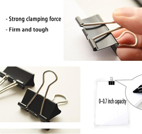 Medium Binder Clips 1.6 Inch (60 Pack), Black Large Paper Clamps for Office and Home Supplies