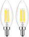 E14 Base LED Filament Candle Shape Bulb, 40W Equivalent, Daylight 6000K 400LM, C35 Clear Glass Torpedo Shape,