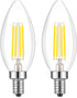E14 Base LED Filament Candle Shape Bulb, 40W Equivalent, Daylight 6000K 400LM, C35 Clear Glass Torpedo Shape,