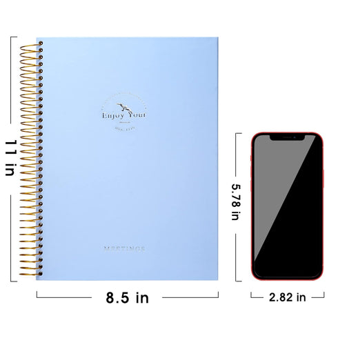 Meeting Notebook for Work, 210 Pages Meeting Planner Organizer, A4 Blue Notebook for Office Agenda