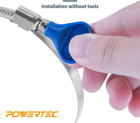 POWERTEC 70127 2-1/2 Inch Key Hose Clamp, Thumb Screw Key Adjustable Stainless Steel Hose Clamps for Dust Collection