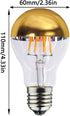 Lxcom Lighting A19 Half Chrome Gold LED Light Bulb 8W Dimmable Gold Bowl Tipped Mirror Bulbs 80W Equivalent Warm White 2700K E26 E27 Base Decorative Filament Vintage LED Edison Bulb, AC110V(4 Pack) by Lxcom Lighting