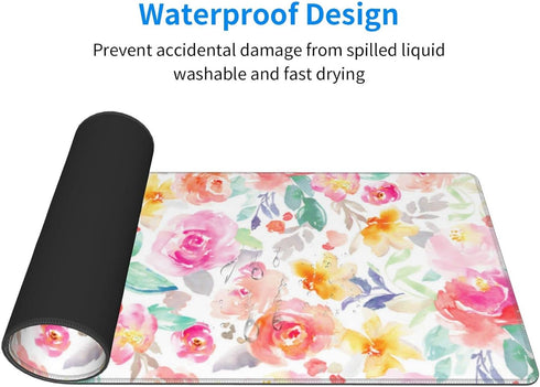 Pink Floral Desk Mat, XXL Mouse Pad, Christmas Gifts, Desk Accessories for Women, Office Decor, 11.8 x 31.5 Inches